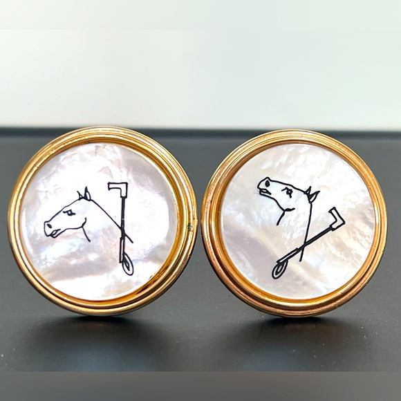 Vintage Cufflinks Polo Pony and Crop By Swank - Picture 1 of 5